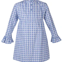 Kleid Mit Hahnentrittmuster In Blau/Weiss