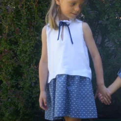 Plumetis-Kleid In Blau/Weiß -Günstiges Moden Zauber Geschäft 4nenes plumetis kleid in blau weiss 1