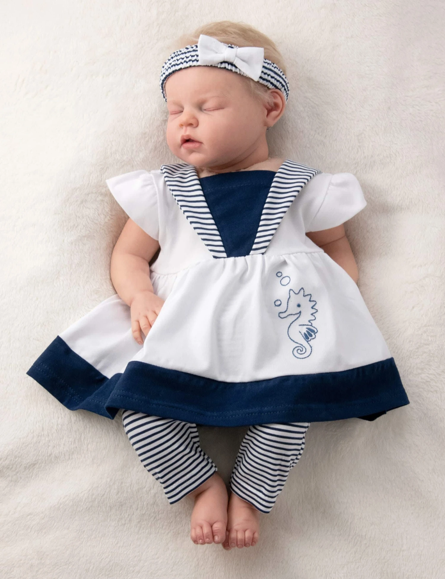 3tlg Set Kleid + Hose + Mütze Lieblingsstücke Kleider In Weiß Navy 6 3tlg Set Kleid + Hose + Mütze Lieblingsstücke Kleider In Weiß Navy – Bild 4