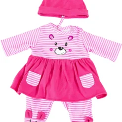 Kleider Für Puppen 33-38 Cm: 3-tlg. - Kleid, Hose, Mütze, Rosa/pink