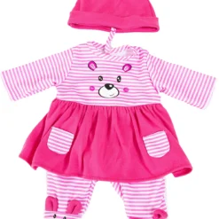 Kleider Für Puppen 40-46 Cm: 3-tlg. - Kleid, Hose, Mütze, Rosa/pink