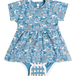 Kleid-Body In Dunkelblau/ Bunt