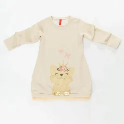 Kleid "Cat" In Beige -Günstiges Moden Zauber Geschäft denokids kleid cat in beige 1