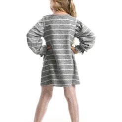 Kleid "Gazelle&Butterfly" In Grau/ Weiß -Günstiges Moden Zauber Geschäft denokids kleid gazelleandbutterfly in grau weiss 1