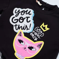 Kleid "Kitten" In Schwarz/ Weiß -Günstiges Moden Zauber Geschäft denokids kleid kitten in schwarz weiss 3