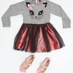 Kleid "Kitty" In Grau/ Rosa -Günstiges Moden Zauber Geschäft denokids kleid kitty in grau rosa 2
