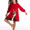 Kleid "Little Deer Christmas" In Rot -Günstiges Moden Zauber Geschäft denokids kleid little deer christmas in rot