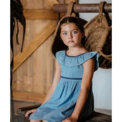 Kleid "Chambrai" In Blau 8 Kleid "Chambrai" In Blau -Günstiges Moden Zauber Geschäft el caballo kleid chambrai in blau 2