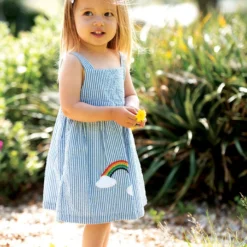 Frugi Kleid "Alma" In Hellbllau/ Weiß -Günstiges Moden Zauber Geschäft frugi kleid alma in hellbllau weiss 2