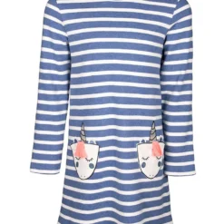 Kleid In Blau/ Weiß