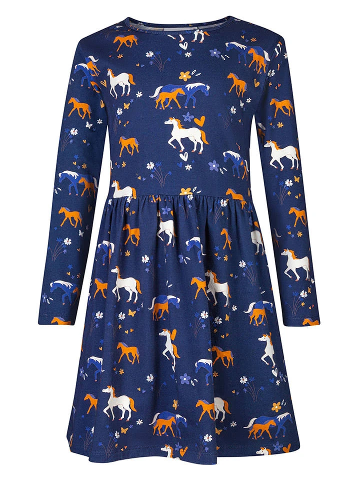 Kleid In Dunkelblau/ Bunt 4 Kleid In Dunkelblau/ Bunt – Bild 2