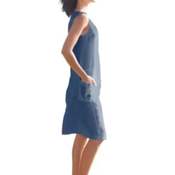 Heine Leinen-Kleid In Blau -Günstiges Moden Zauber Geschäft heine leinen kleid in blau 3