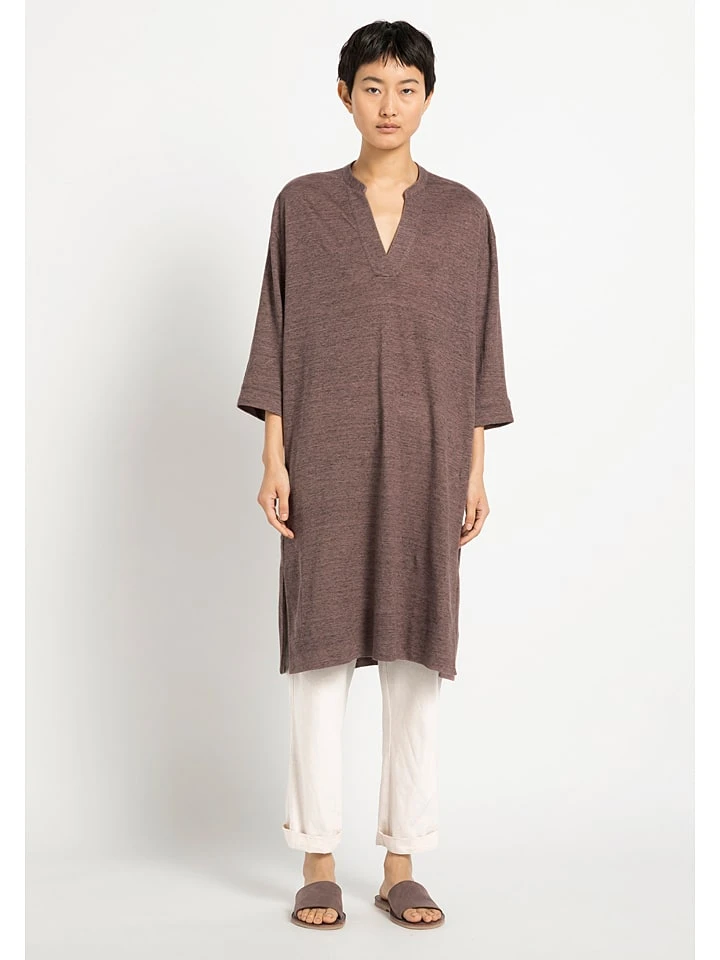 Leinen-Kleid In Dunkelbraun 3 Leinen-Kleid In Dunkelbraun