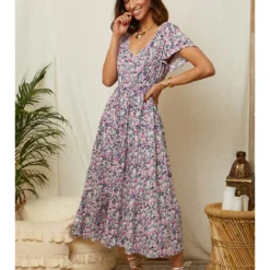 Kleid In Flieder/ Dunkelblau -Günstiges Moden Zauber Geschäft larmoire de suzette kleid in flieder dunkelblau 1