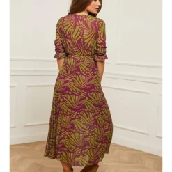 Kleid In Grün/ Pink -Günstiges Moden Zauber Geschäft larmoire de suzette kleid in grun pink 2