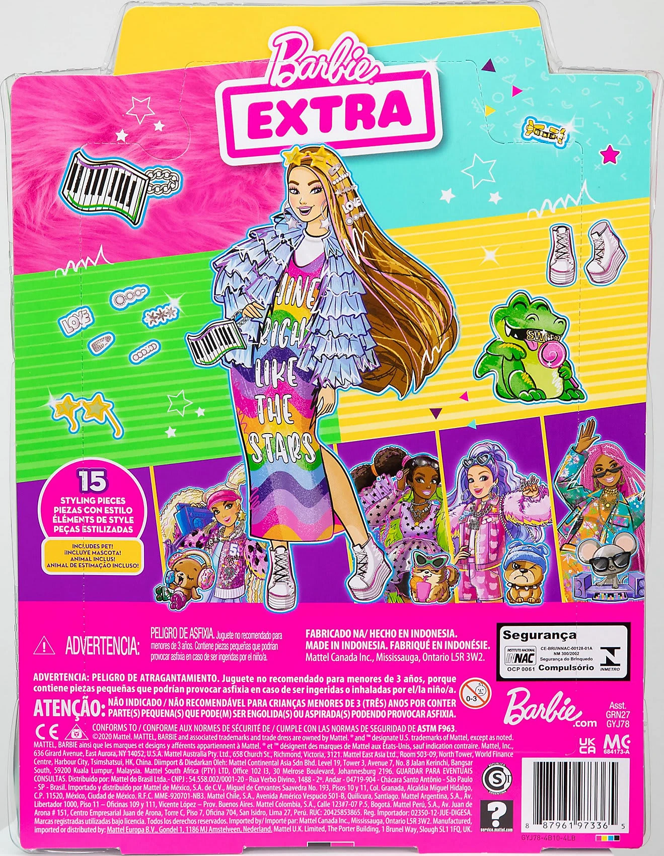 MATTEL Barbie Extra Puppe Mit Regenbogen-Kleid 10 MATTEL Barbie Extra Puppe Mit Regenbogen-Kleid – Bild 8