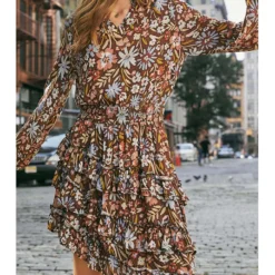 Kleid In Braun/ Bunt -Günstiges Moden Zauber Geschäft milan kiss kleid in braun bunt 1