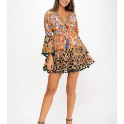 Kleid In Beige/ Schwarz