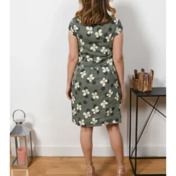 Leinen-Kleid "Billie" In Khaki -Günstiges Moden Zauber Geschäft plus size company leinen kleid billie in khaki 3