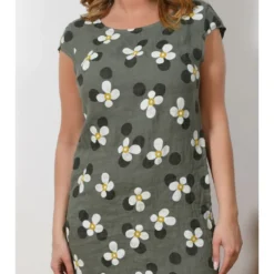 Leinen-Kleid "Billie" In Khaki -Günstiges Moden Zauber Geschäft plus size company leinen kleid billie in khaki 4