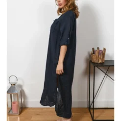 Leinen-Kleid "Liraz" In Dunkelblau 9 Leinen-Kleid "Liraz" In Dunkelblau -Günstiges Moden Zauber Geschäft plus size company leinen kleid liraz in dunkelblau 2