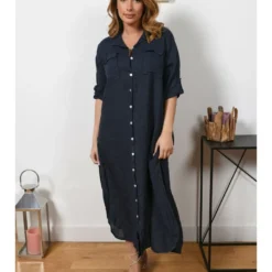 Leinen-Kleid "Liraz" In Dunkelblau