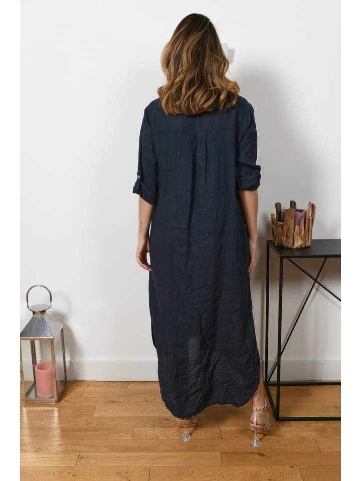 Leinen-Kleid "Liraz" In Dunkelblau 6 Leinen-Kleid "Liraz" In Dunkelblau – Bild 4