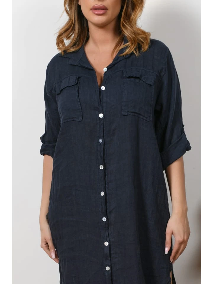 Leinen-Kleid "Liraz" In Dunkelblau 7 Leinen-Kleid "Liraz" In Dunkelblau – Bild 5