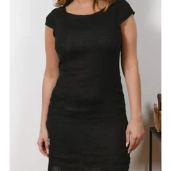 Leinen-Kleid "Marny" In Schwarz -Günstiges Moden Zauber Geschäft plus size company leinen kleid marny in schwarz 4