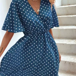 Kleid In Blau/ Weiß -Günstiges Moden Zauber Geschäft pretty summer kleid in blau weiss 3