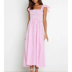 Kleid In Rosa/ Weiß -Günstiges Moden Zauber Geschäft pretty summer kleid in rosa weiss 1