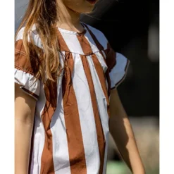 Kleid In Hellbraun/ Weiß -Günstiges Moden Zauber Geschäft quapi kleid in hellbraun weiss 3