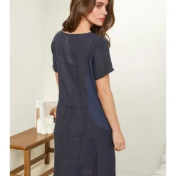 Leinen-Kleid In Dunkelblau -Günstiges Moden Zauber Geschäft rodier lin leinen kleid in dunkelblau 2